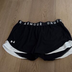 Under Armour Black Athletic Shorts with White Trim